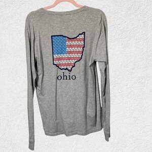 Vineyard Vines Whale T-Shirt Men Red White Blue Ohio State‎ Icon Long Sleeve